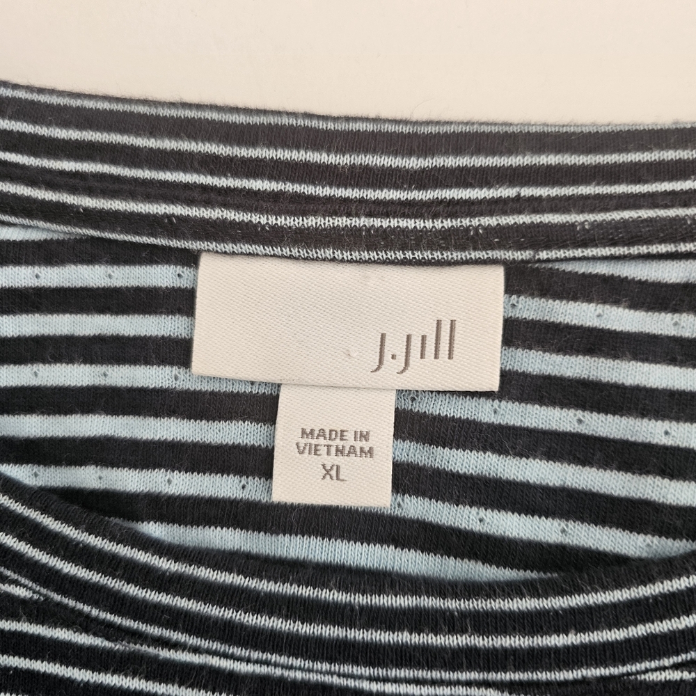 J.Jill Dress XL Mixed Media Shirttail  Striped Womens Blue Cotton - Picture 3 of 5